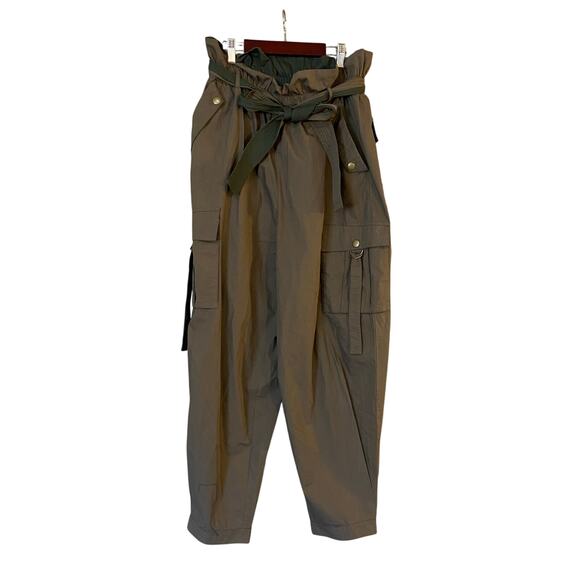 Ulla Johnson Size 8 Fatigue Green Willett Cotton Poplin Utility Cargo Pants - Picture 2 of 15